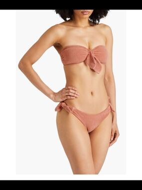 Zimmermann Dusty Rose Tie-Front Strapless Bikini